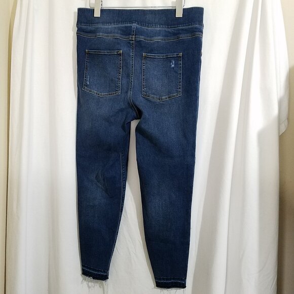 Spanx Women’s High-Rise Distressed Stretch Ankle Skinny Jeans - Dark Wash - Size - Picture 4 of 16